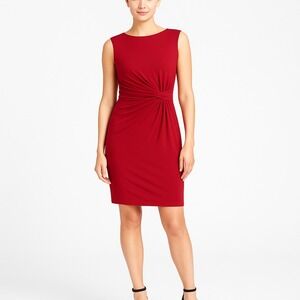 Anne Klein Womens Side-Twist A-Line Sheath Dress Red Apple Size S Sleeveless